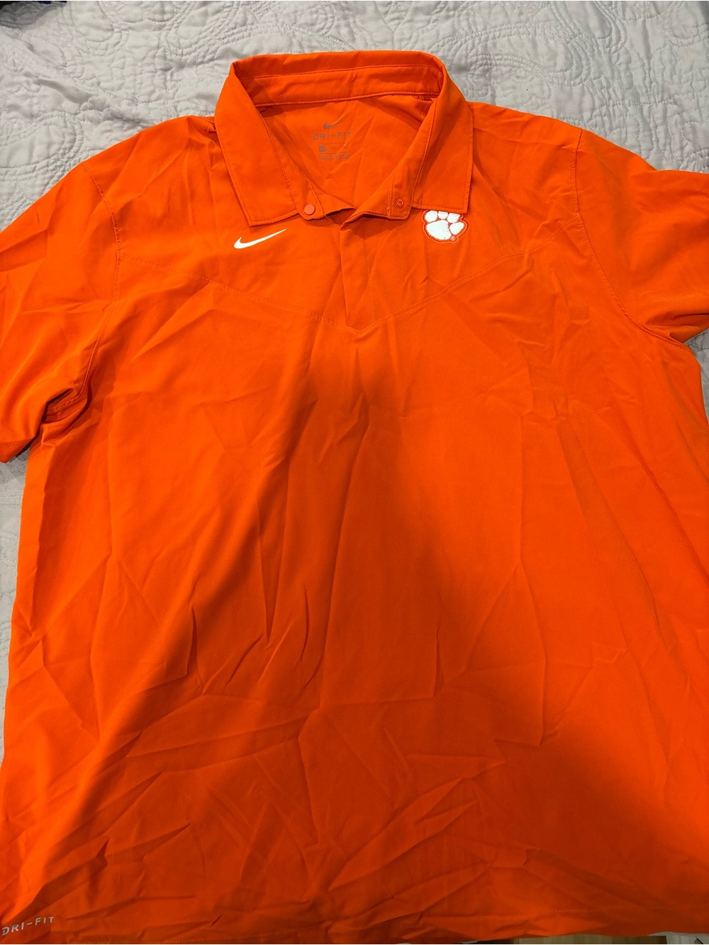 XXL Clemson Nike Men’s Orange Dri-FIT Polo with Paw Logo
